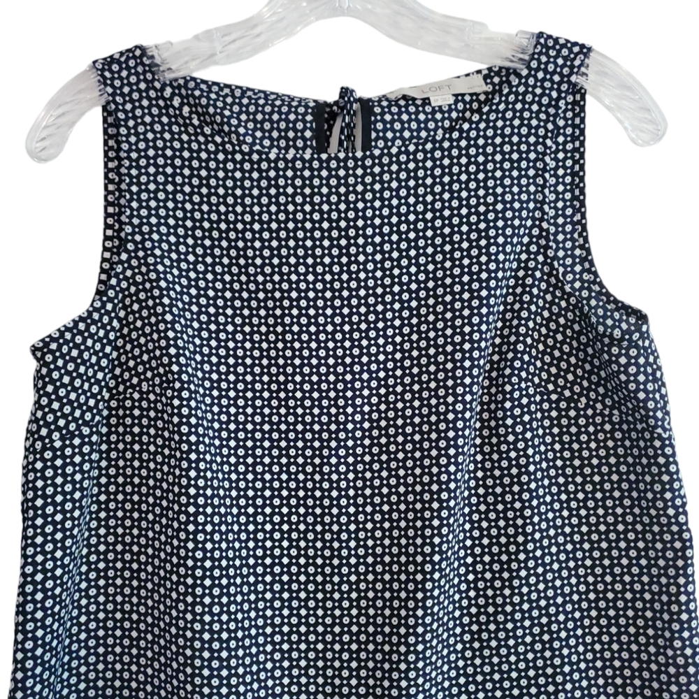 LOFT Navy Patterned Top - Picture 2 of 3